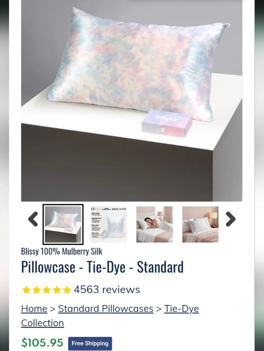 Blissy Silk Pillowcase Set - Tie-Dye & Plum